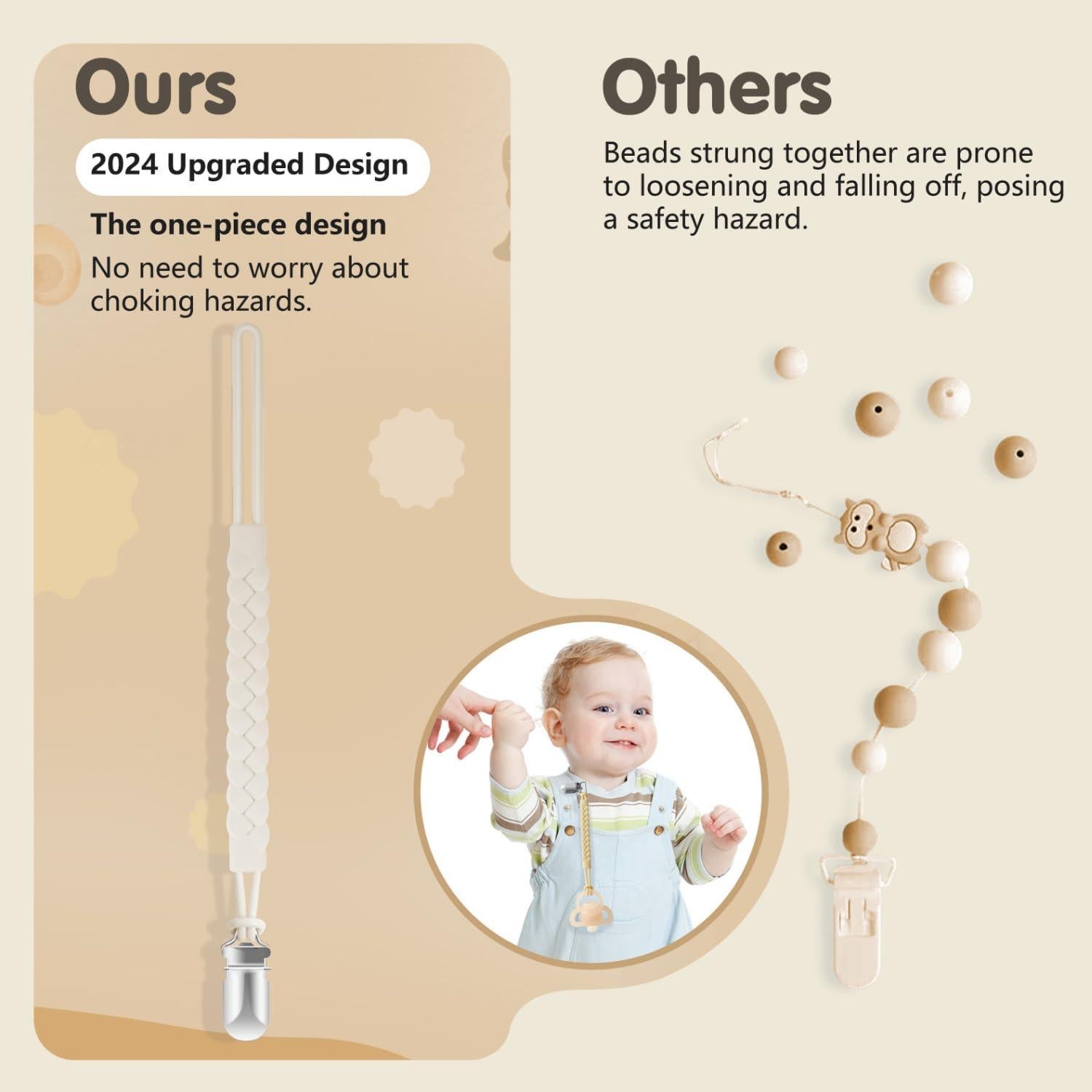 Clip de Chupete de Silicona Tender Babe - 6 Piezas, Seguro y Chic