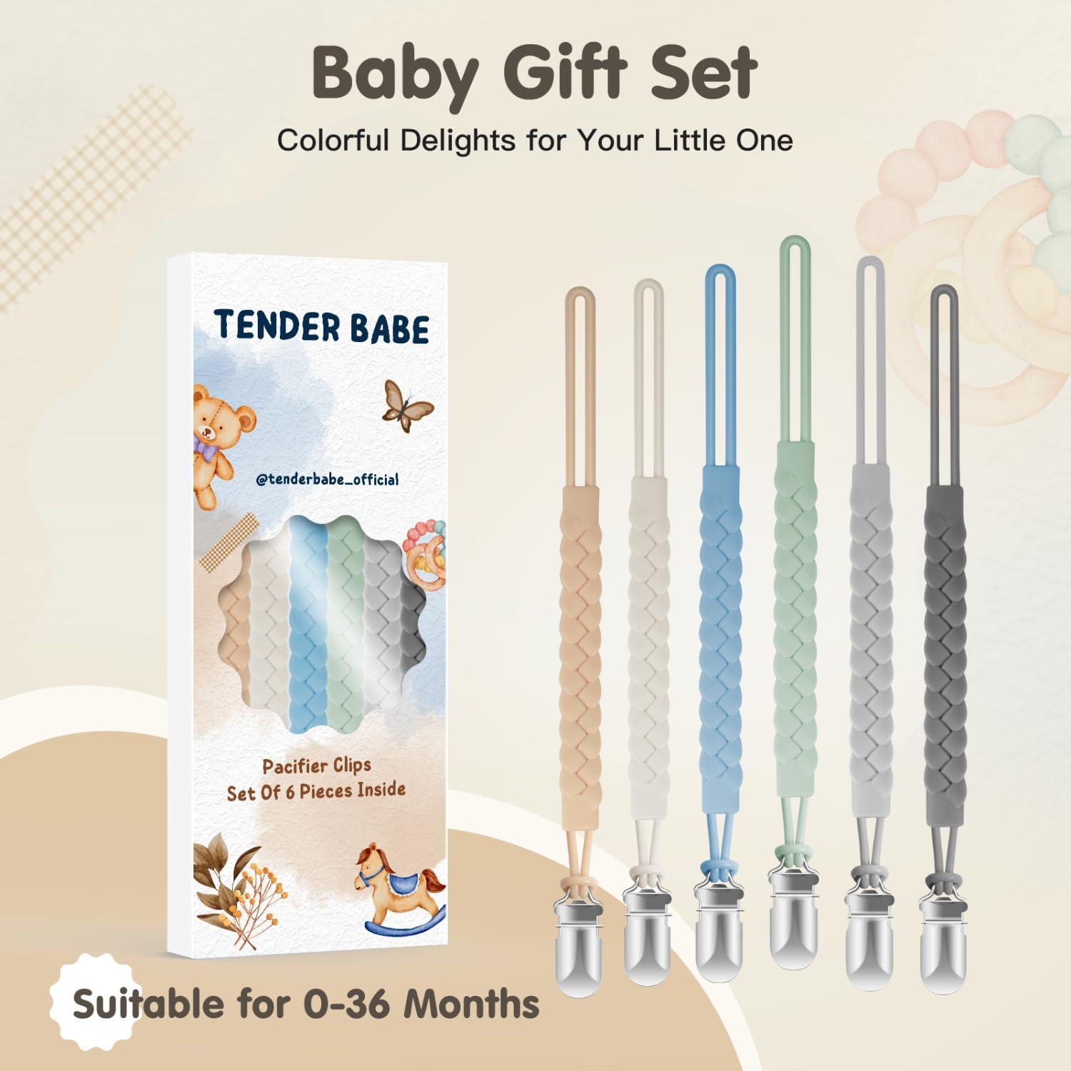 Clip de Chupete de Silicona Tender Babe - 6 Piezas, Seguro y Chic