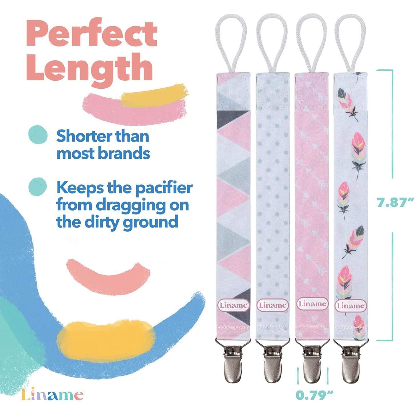 Clip de Chupete Liname Rosa con Juguete de Mordida - 4 Piezas