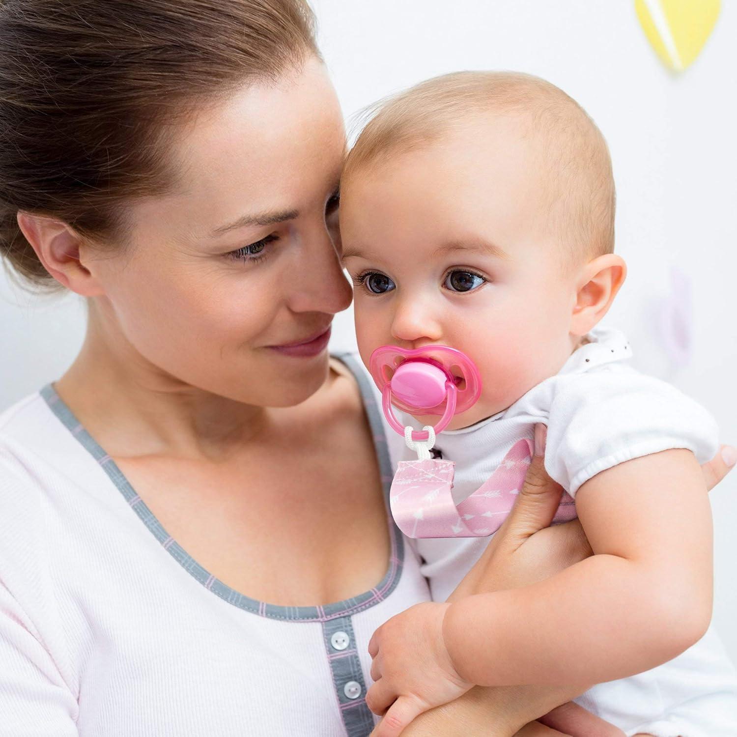 Clip de Chupete Liname Rosa con Juguete de Mordida - 4 Piezas