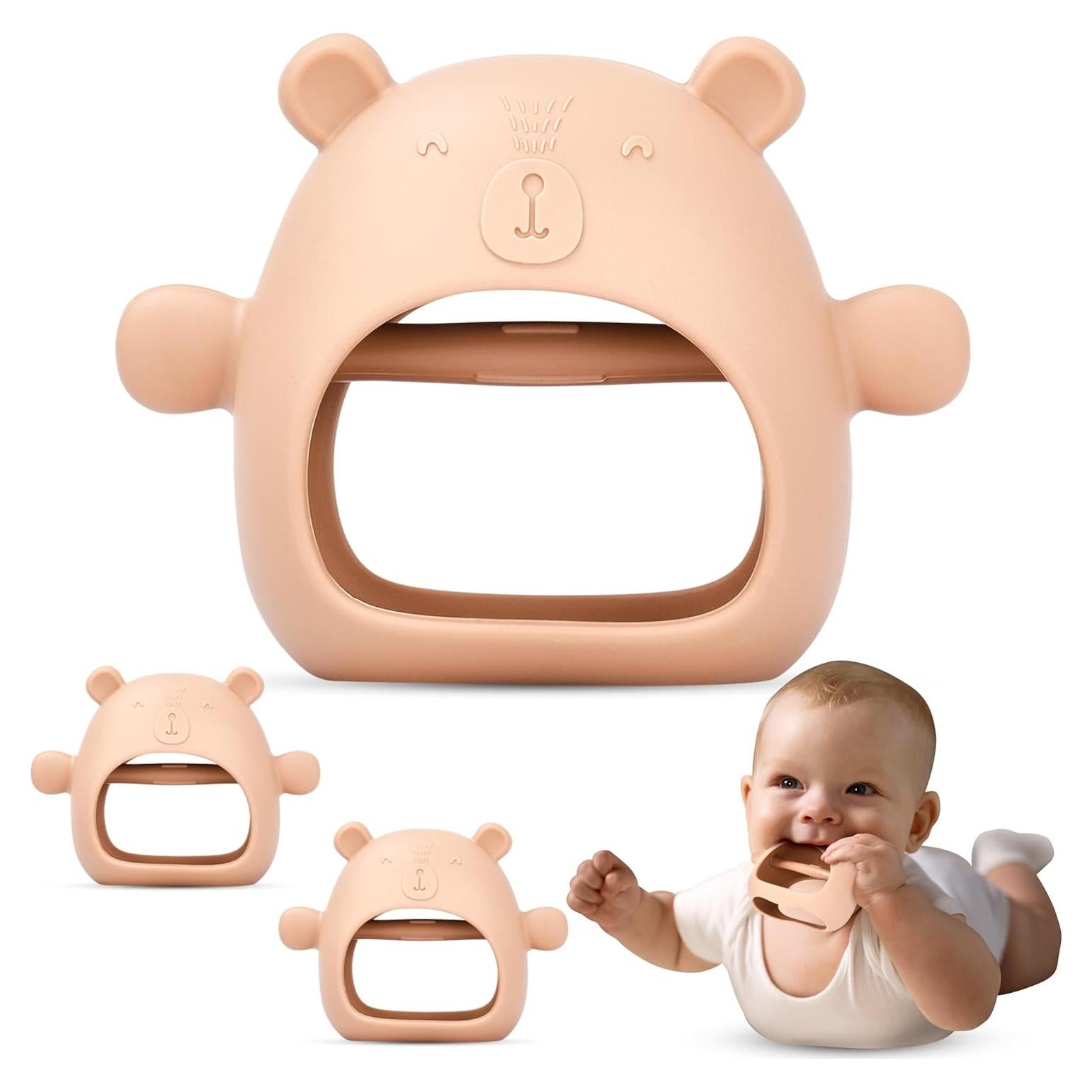 Set de 3 Mitones de Oso de Silicona para Bebés 0-6 Meses