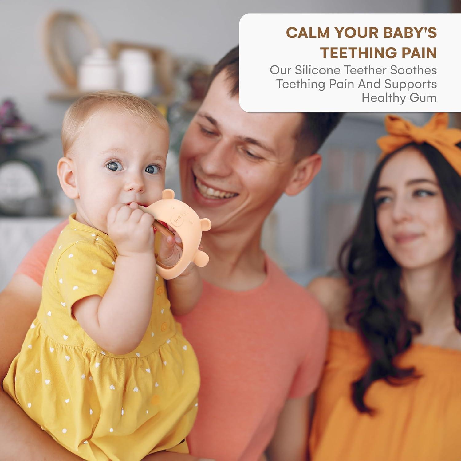 Set de 3 Mitones de Oso de Silicona para Bebés 0-6 Meses