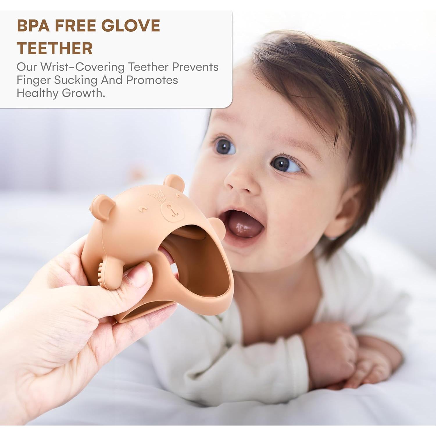 Set de 3 Mitones de Oso de Silicona para Bebés 0-6 Meses