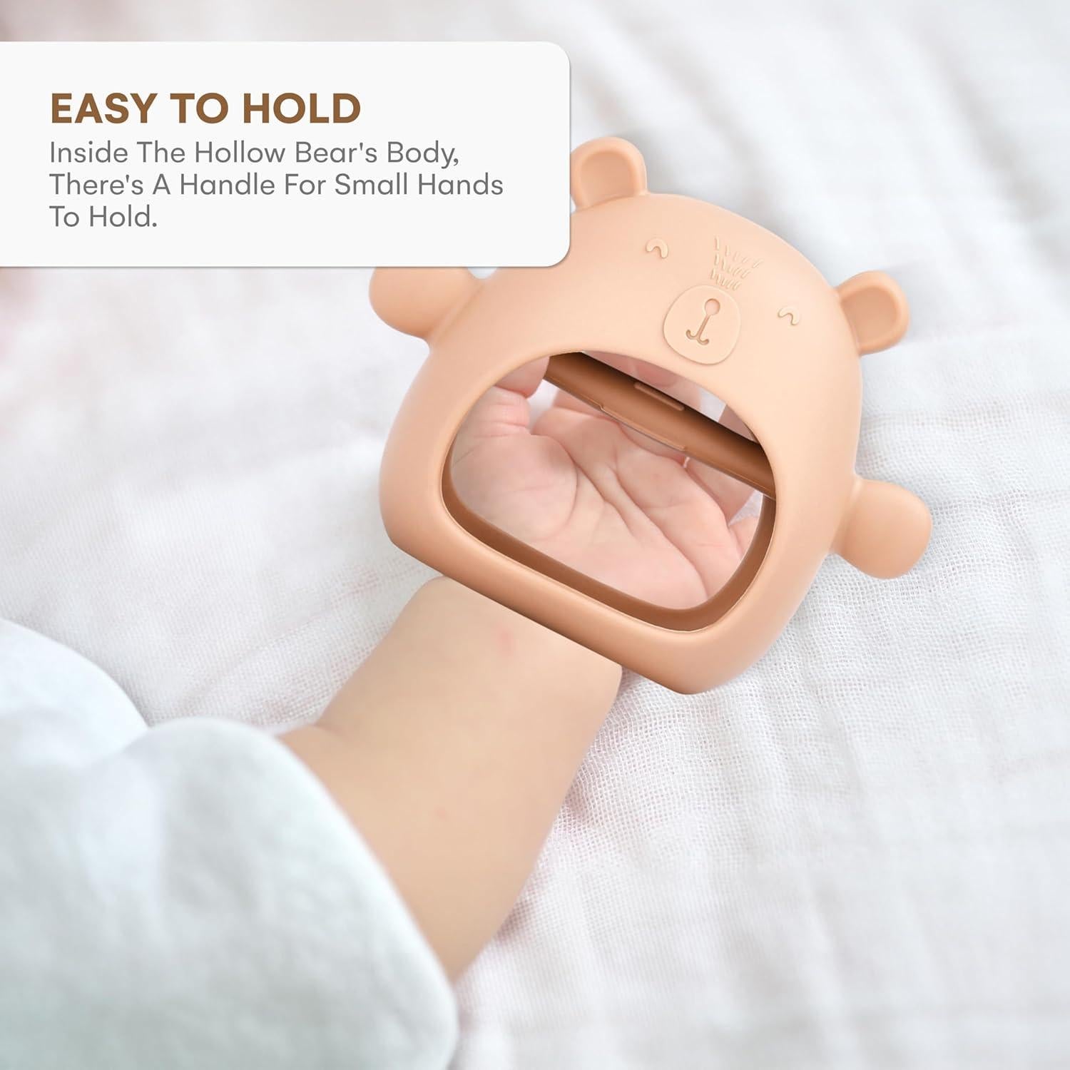 Set de 3 Mitones de Oso de Silicona para Bebés 0-6 Meses