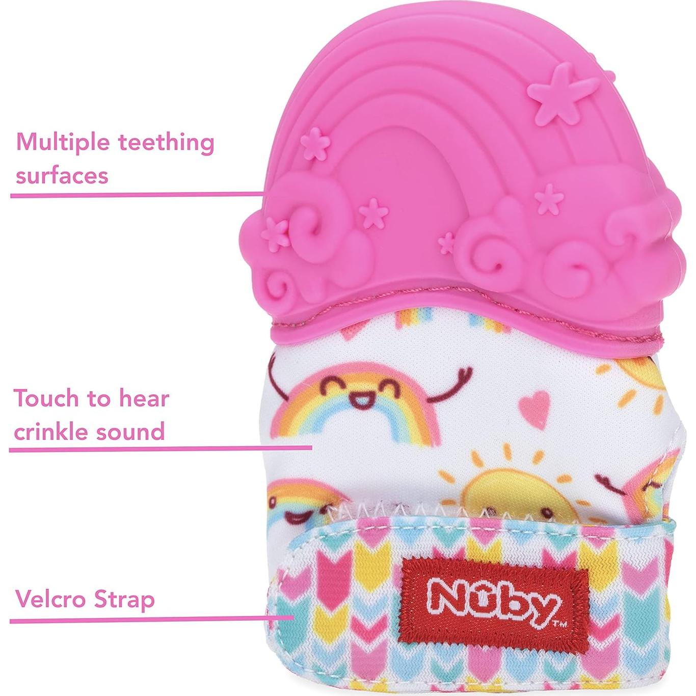 Mitón de Silicona para Dentición Nuby Happy Hands Rosa 3M+