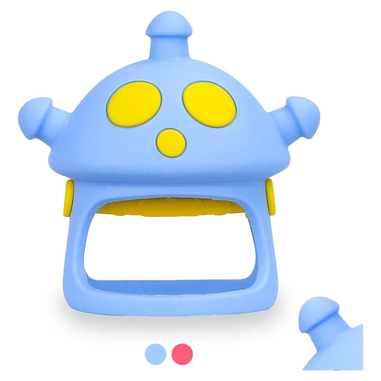 Baby Teether Toys, 100% Silicone Baby Teether Mitten, Teething Glove Prevents Finger Sucking, Bite Toys Chew Toys for Babies Gum Relief, Blue