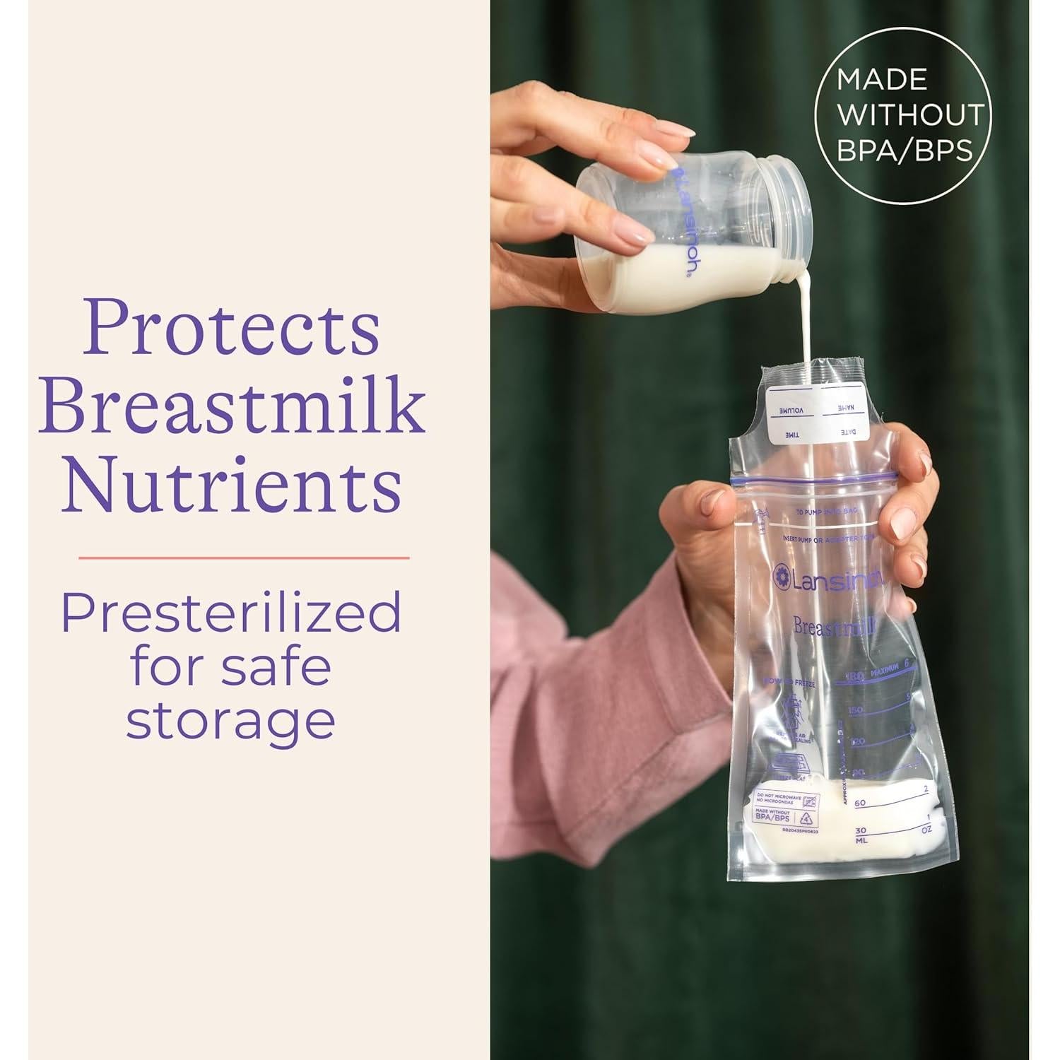 Bolsas de Almacenamiento de Leche Materna Lansinoh 100 Unidades 180 ml