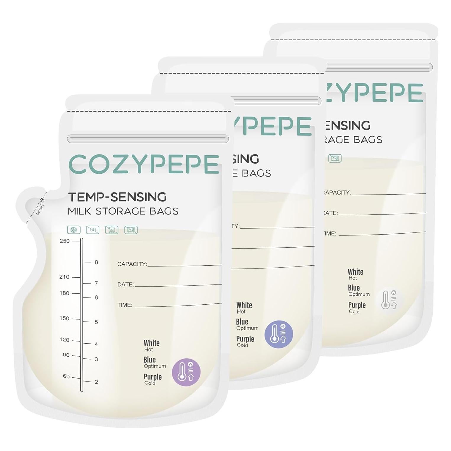 100 Bolsas de Almacenamiento de Leche Materna COZYPEPE 240ml