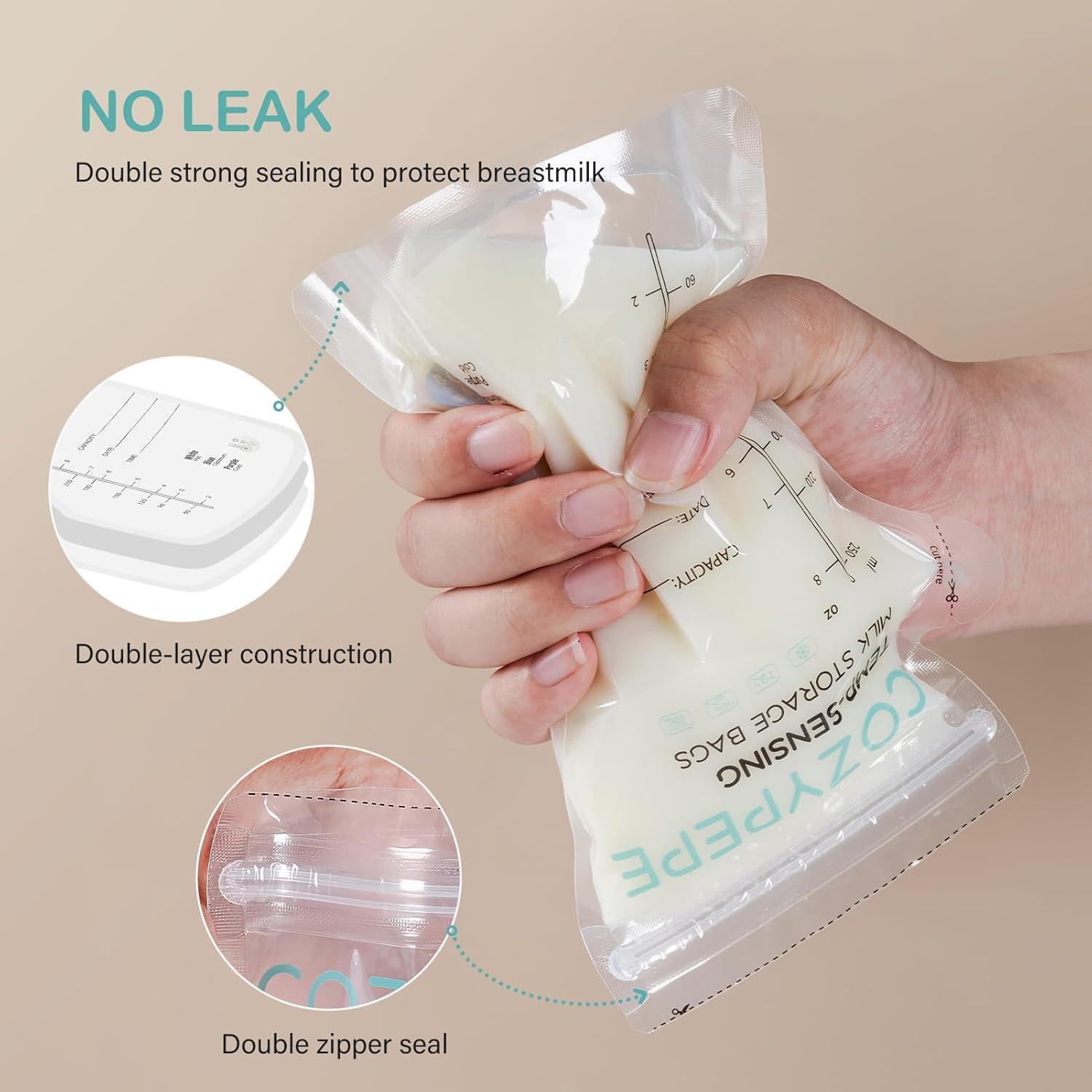 100 Bolsas de Almacenamiento de Leche Materna COZYPEPE 240ml