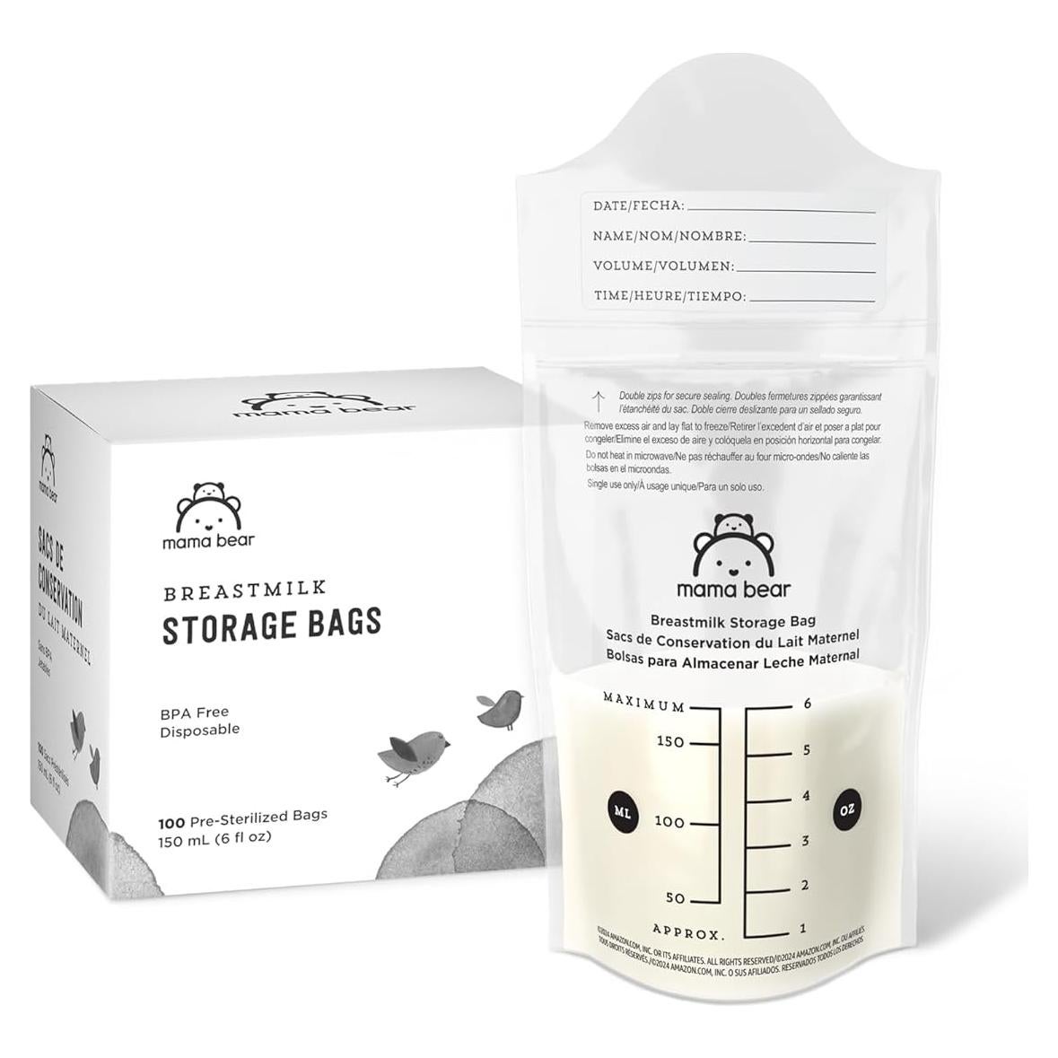 Bolsas de Almacenamiento de Leche Materna Mama Bear 100 Unidades