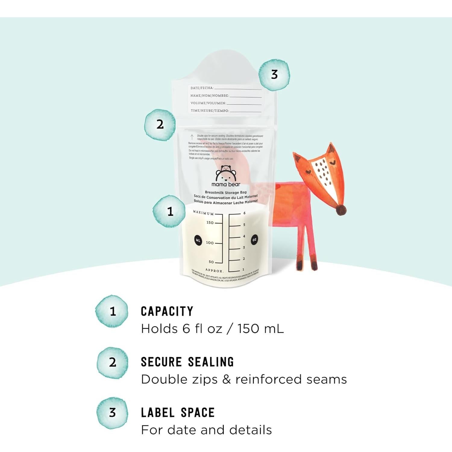 Bolsas de Almacenamiento de Leche Materna Mama Bear 100 Unidades