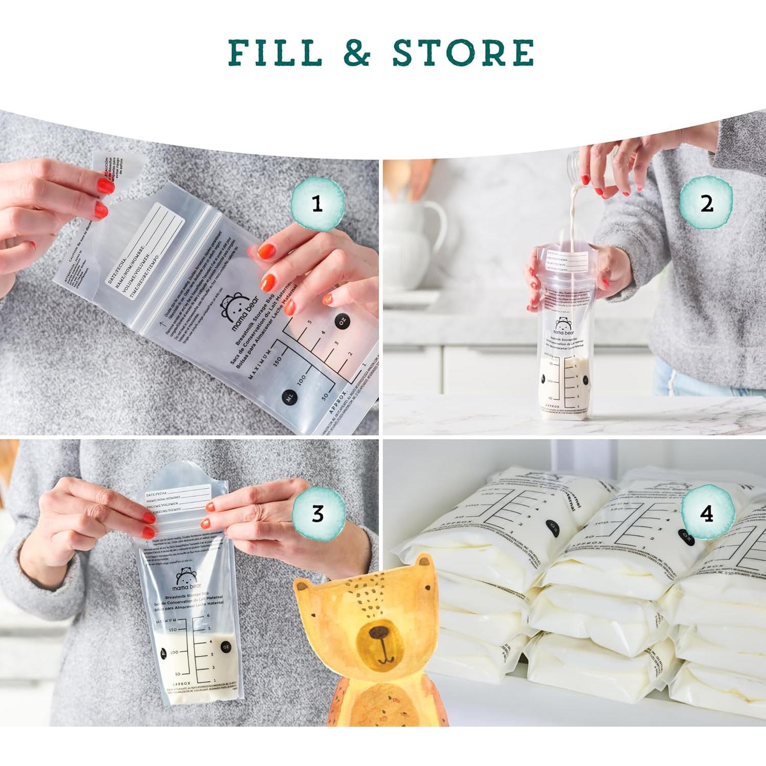 Bolsas de Almacenamiento de Leche Materna Mama Bear 100 Unidades