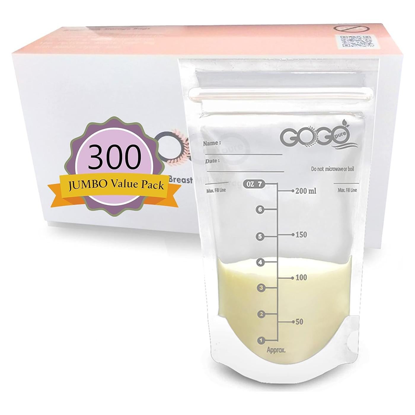 Bolsas de Almacenamiento de Leche Materna GOGO pure 300 Unidades 198.4 ml