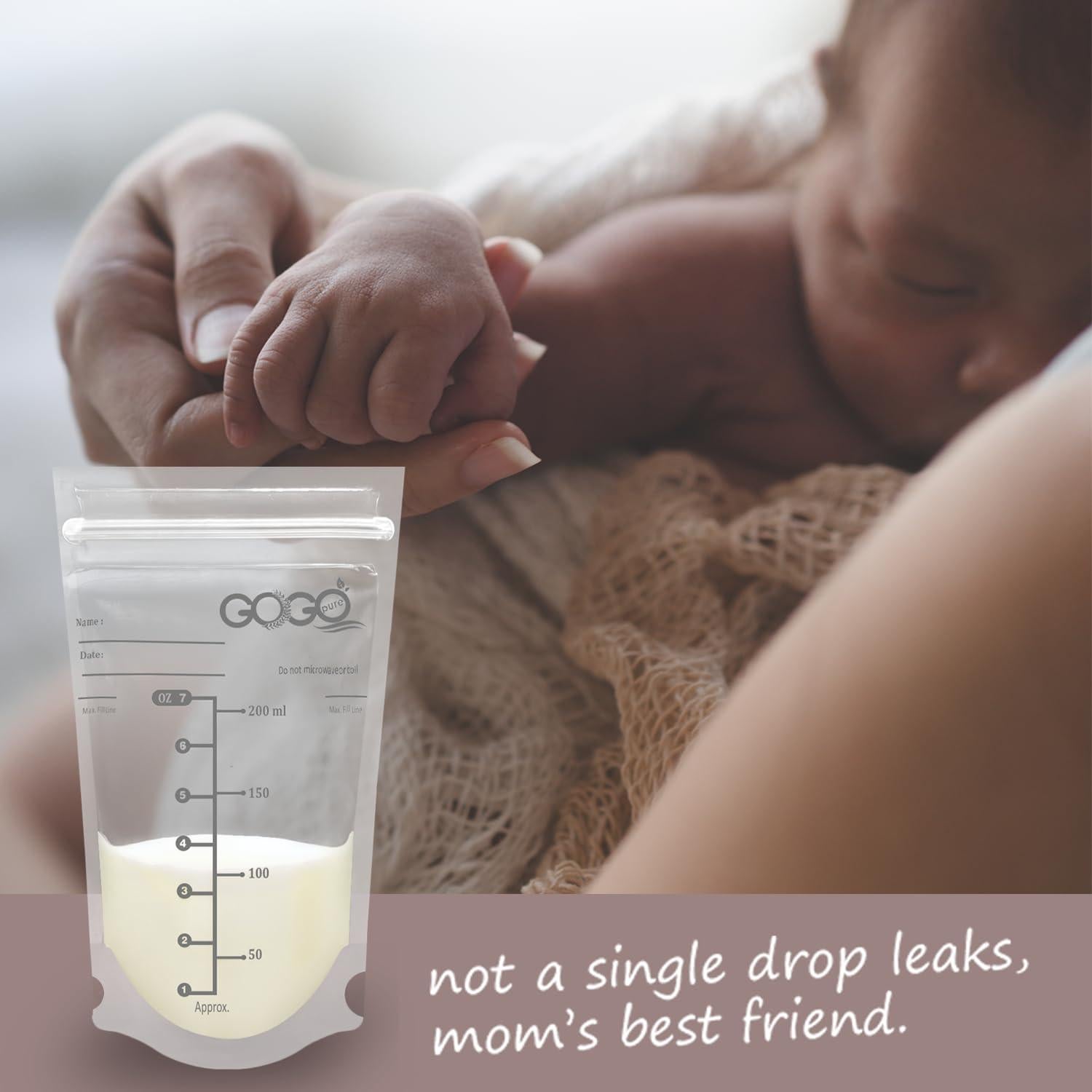 Bolsas de Almacenamiento de Leche Materna GOGO pure 300 Unidades 198.4 ml