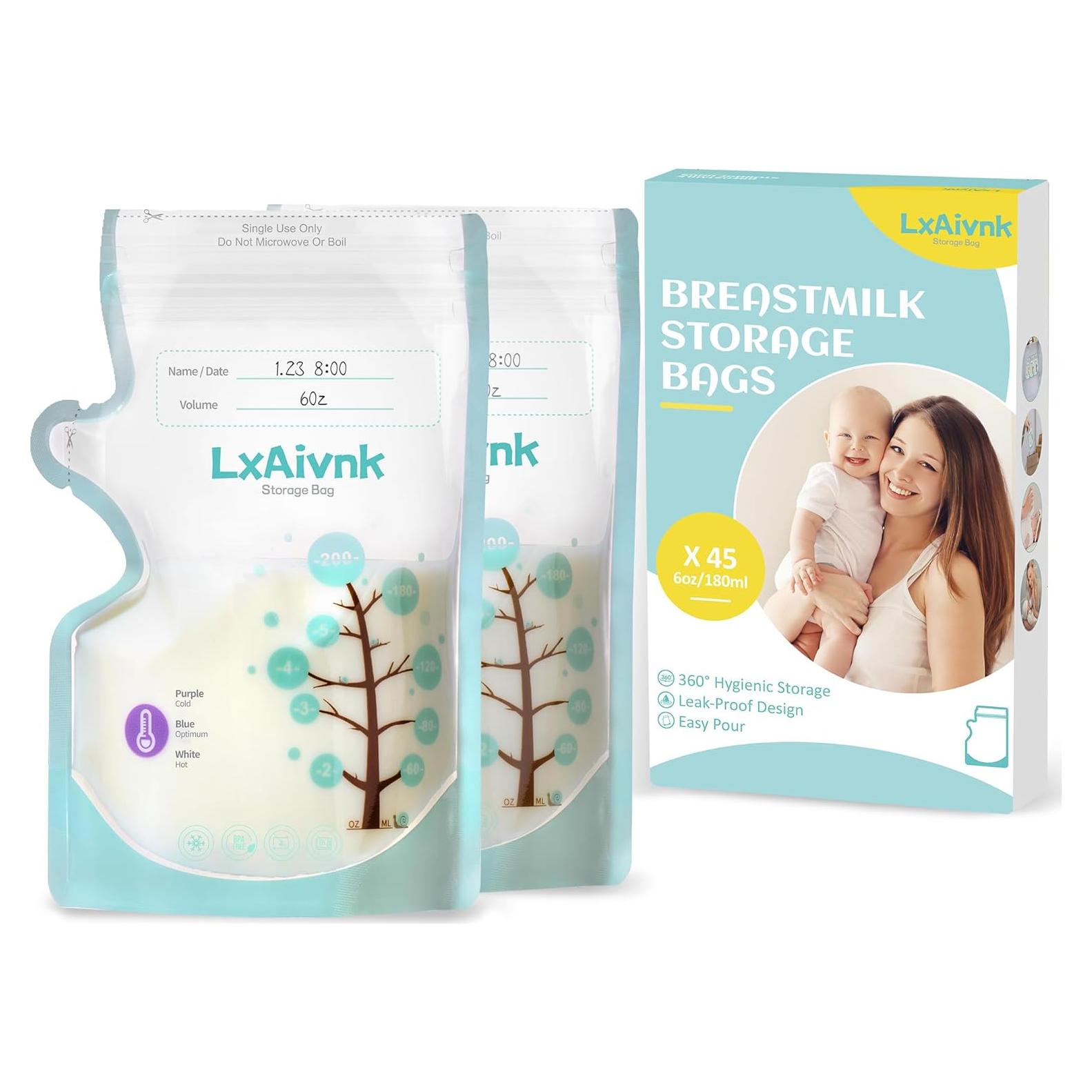 Bolsas de Almacenamiento de Leche Materna LXAIVNK 180ml - 45 Unidades