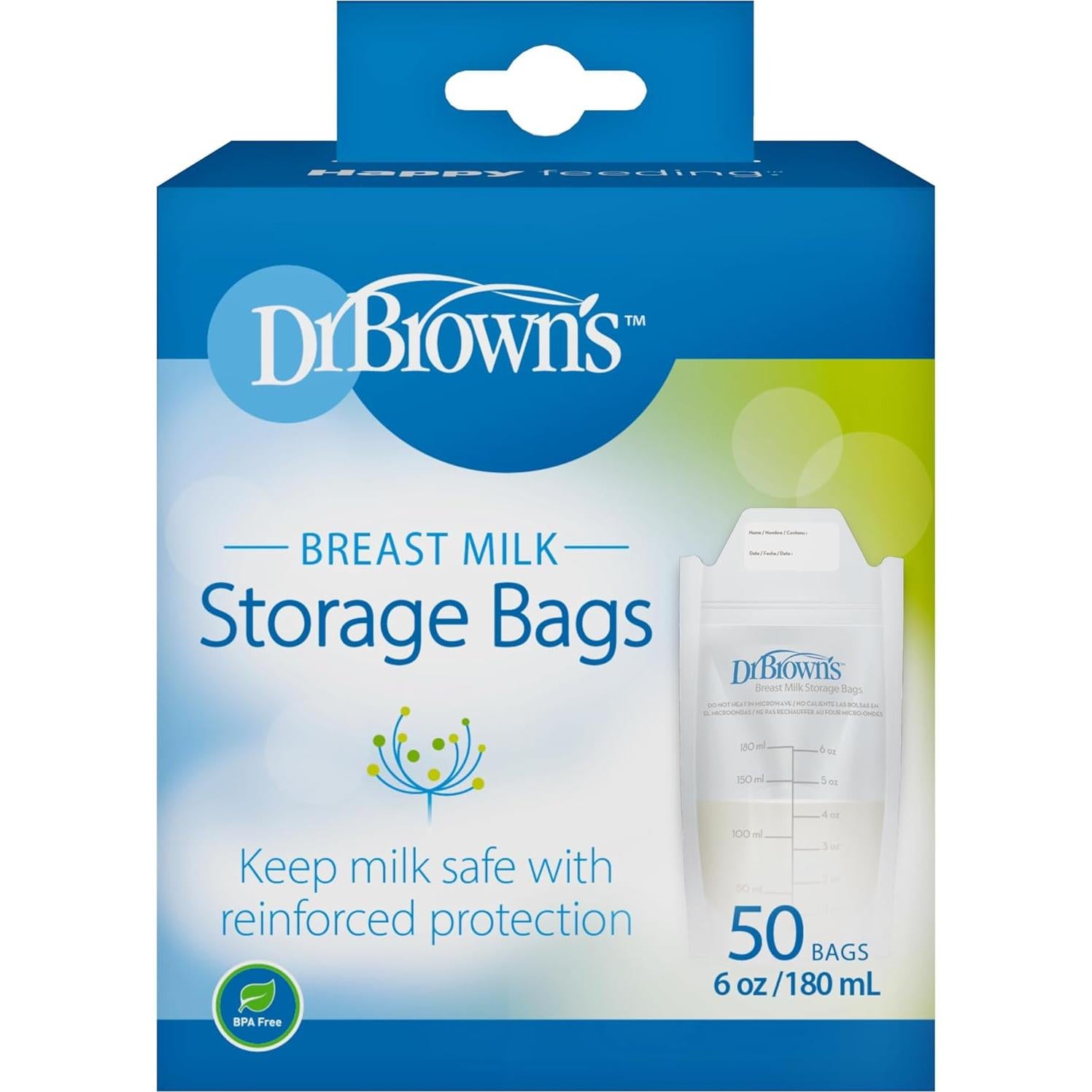 Bolsas de Almacenamiento de Leche Materna Dr. Brown 180 ml - 50 Unidades