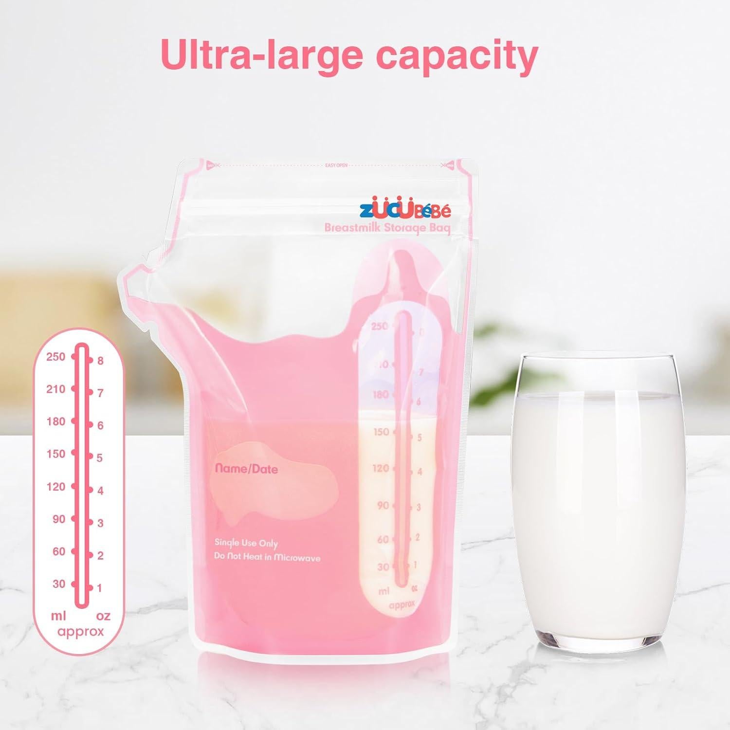 Bolsas de Almacenamiento de Leche Materna ZÜCÜBÉBÉ 360 Unidades 236.6 ml