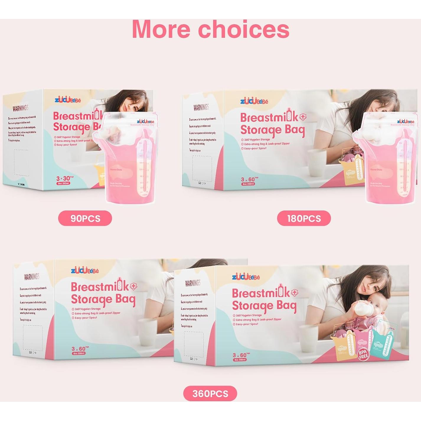 Bolsas de Almacenamiento de Leche Materna ZÜCÜBÉBÉ 360 Unidades 236.6 ml