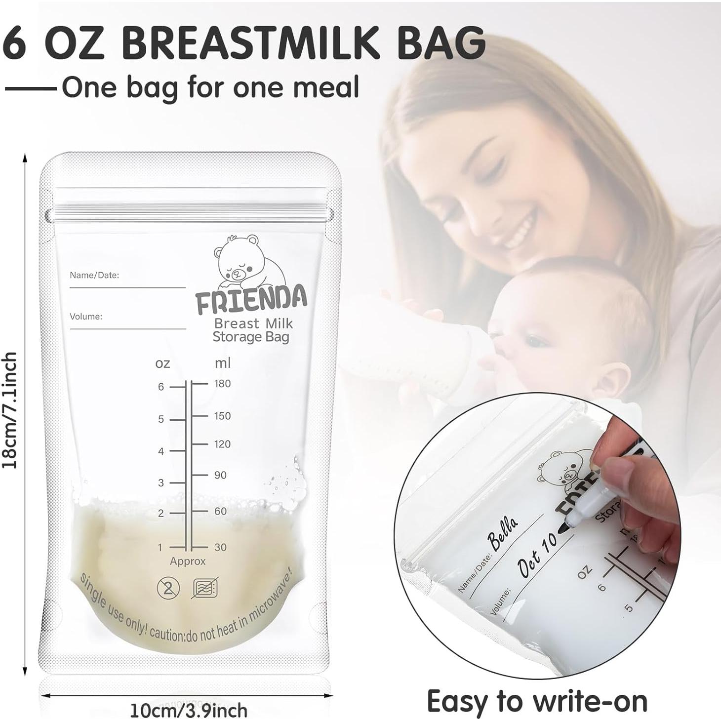 Bolsas de Almacenamiento de Leche Materna Frienda 500 unidades 180 ml