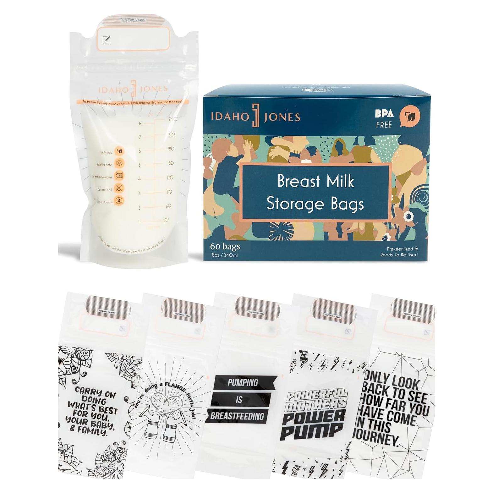 Bolsas de Almacenamiento de Leche Materna Idaho Jones - 60 Unidades, 226.8 Gramos