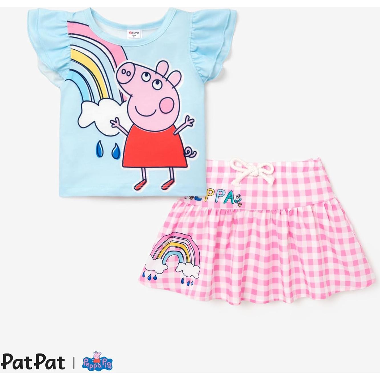 Conjunto 2 Piezas Niña Peppa Pig Top y Falda Floral 2-6 Años