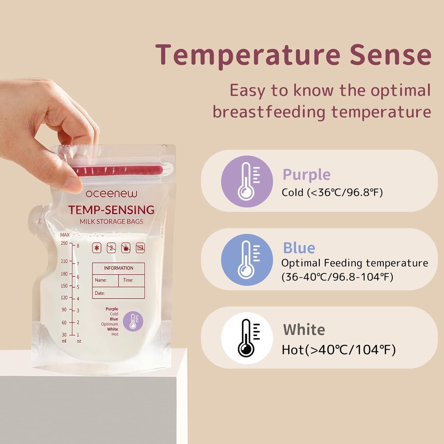 Bolsas de Almacenamiento de Leche Materna Oceenew 120pcs 240ml