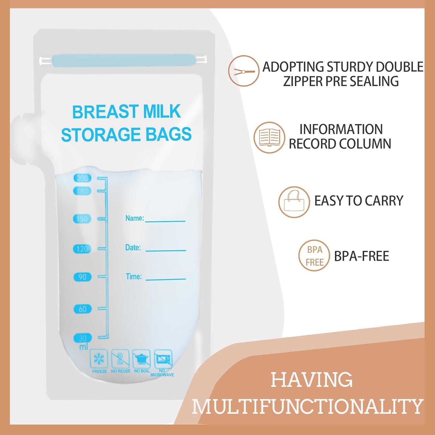 30 Bolsas de Almacenamiento de Leche Materna Libre de BPA