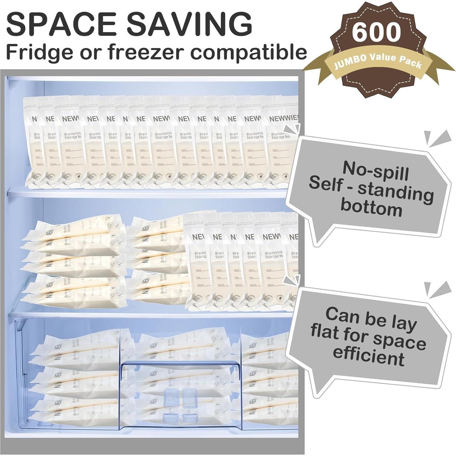 600 Bolsas de Almacenamiento de Leche Materna 210ml Newwiee