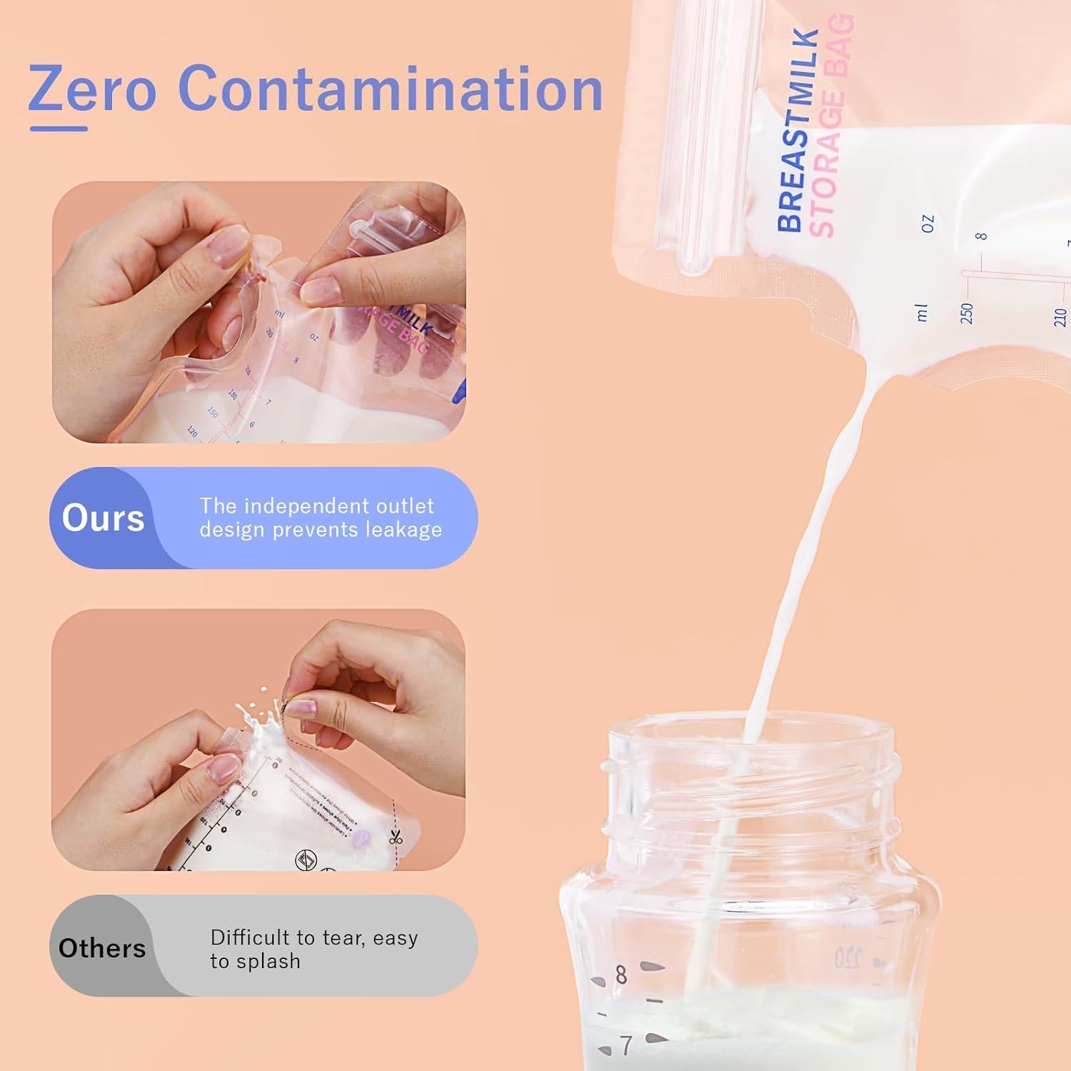 Bolsas de Almacenamiento de Leche Materna Kisdream 120 Unidades 240 ml