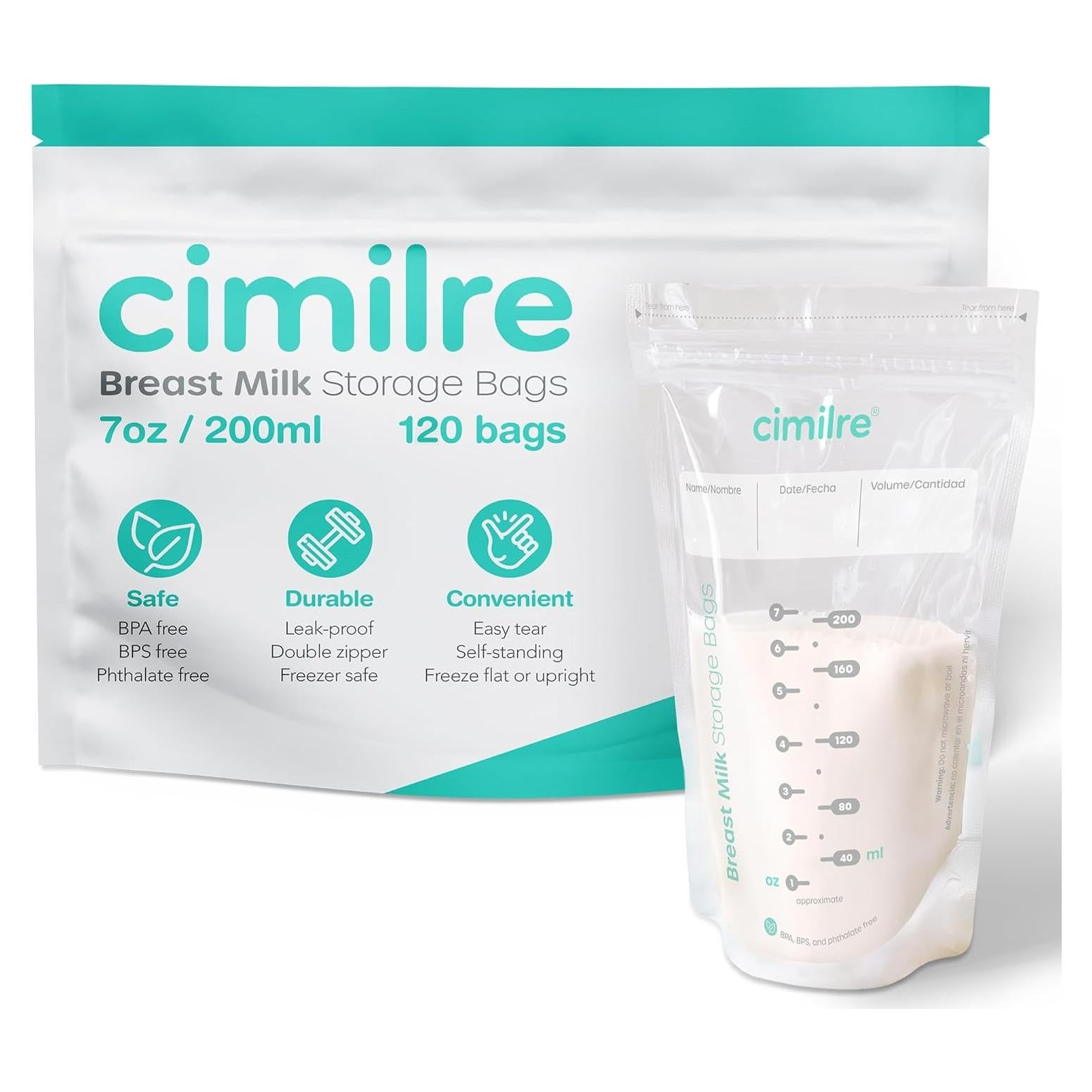 Bolsas de Almacenamiento de Leche Materna Cimilre 120 Piezas 198 ml