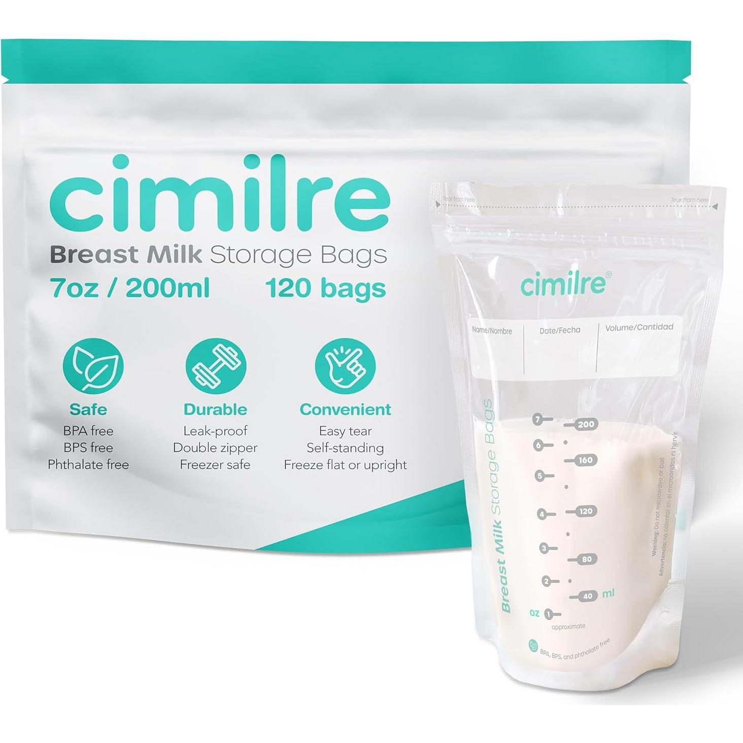 Bolsas de Almacenamiento de Leche Materna Cimilre 120 Piezas 198 ml