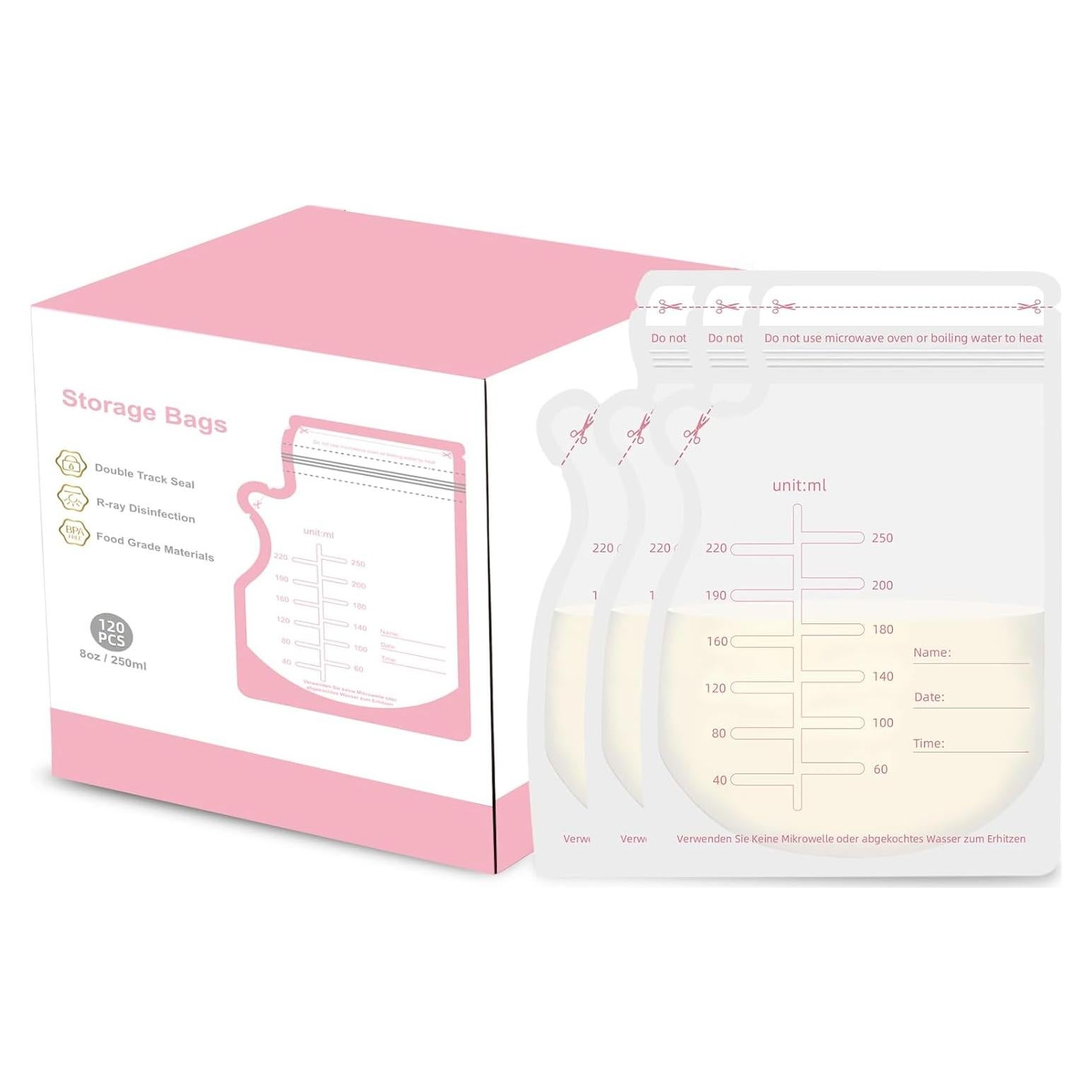 120 Bolsas de Almacenamiento de Leche Materna Sin BPA 250ml