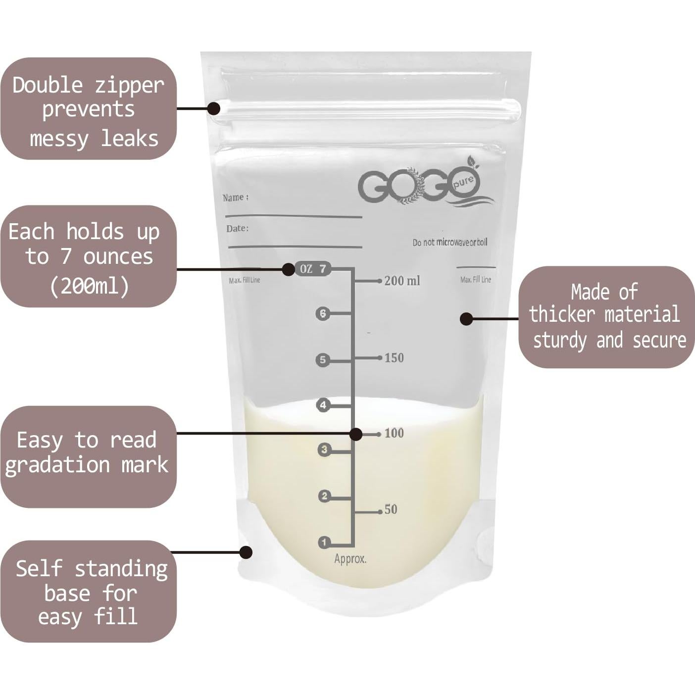 Bolsas de Almacenamiento de Leche Materna GOGO PURE 360 CT