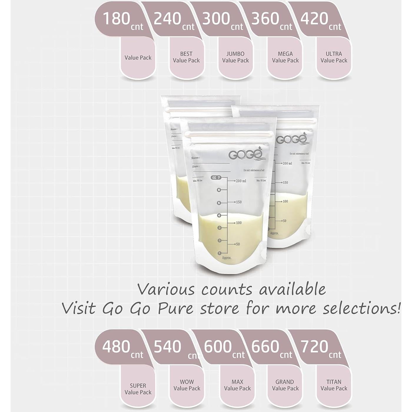 Bolsas de Almacenamiento de Leche Materna GOGO PURE 360 CT