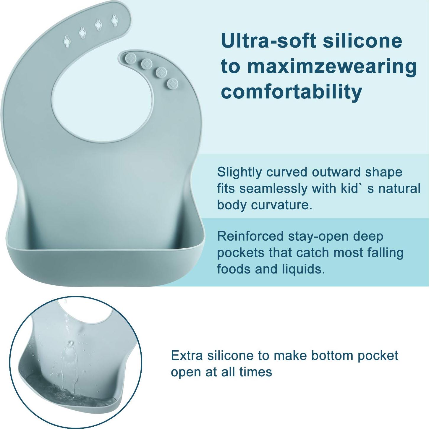 Set de 3 Baberos de Silicona PandaEar Unisex 0-6 Años