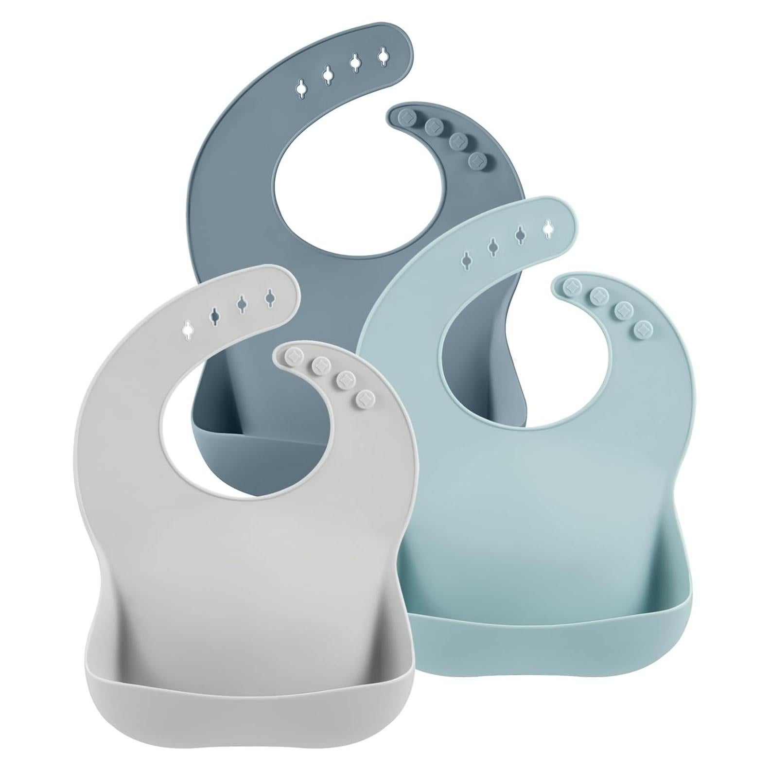 Baberos de Silicona PandaEar 3 Piezas Impermeables para Bebés