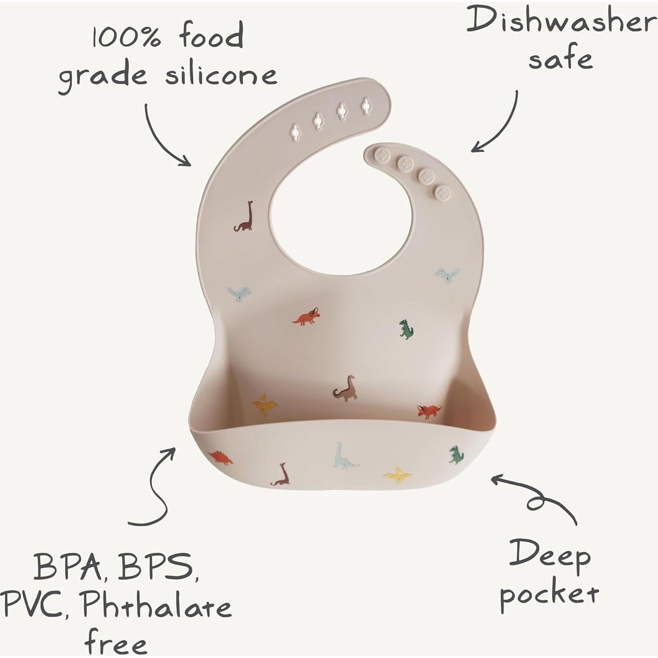 Babero de Silicona Mushie para Bebés - Ballenas, Ajustable