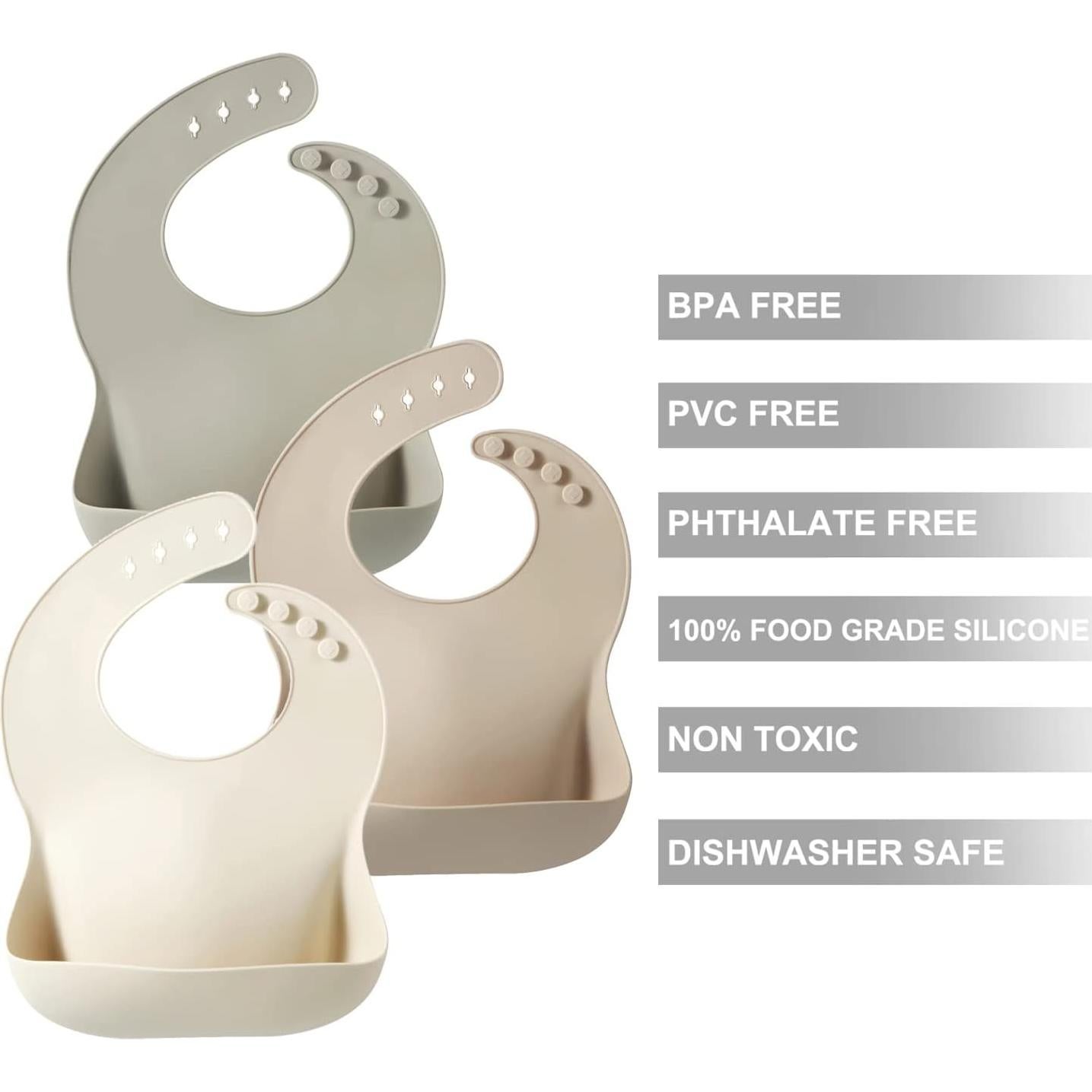 Babero de Silicona PandaEar Ajustable para Bebés y Niños