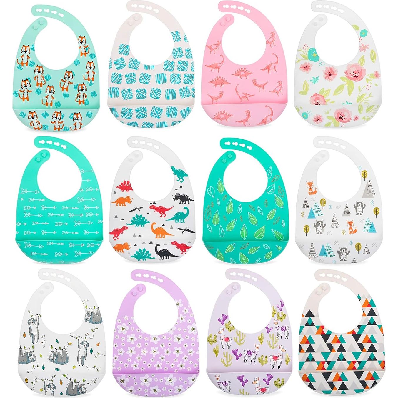 Nuby Baberos de Silicona 2 Pack Ajustables con Recogedor