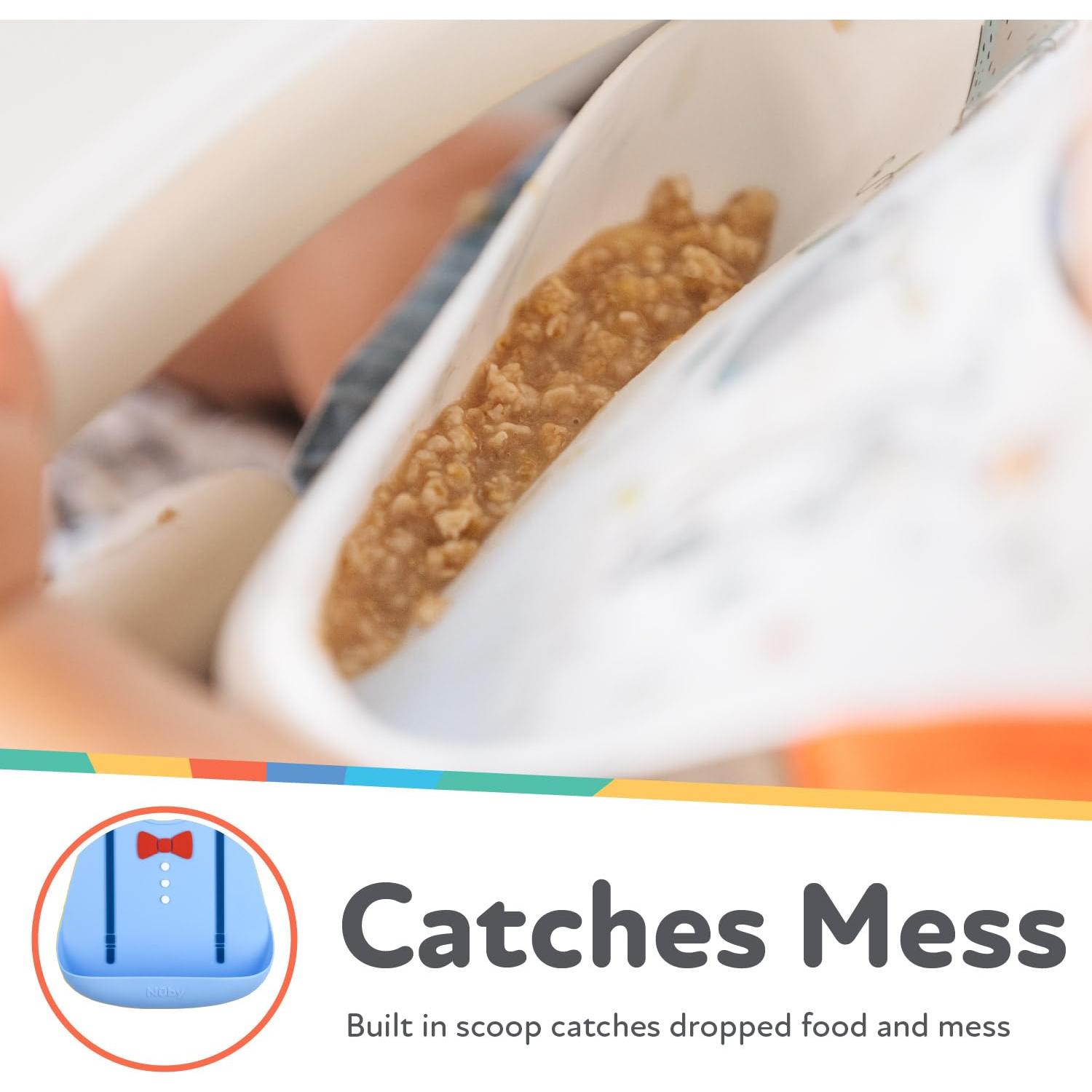 Babero de Silicona Nuby 3D con Recogedor para Bebés 6+ Meses