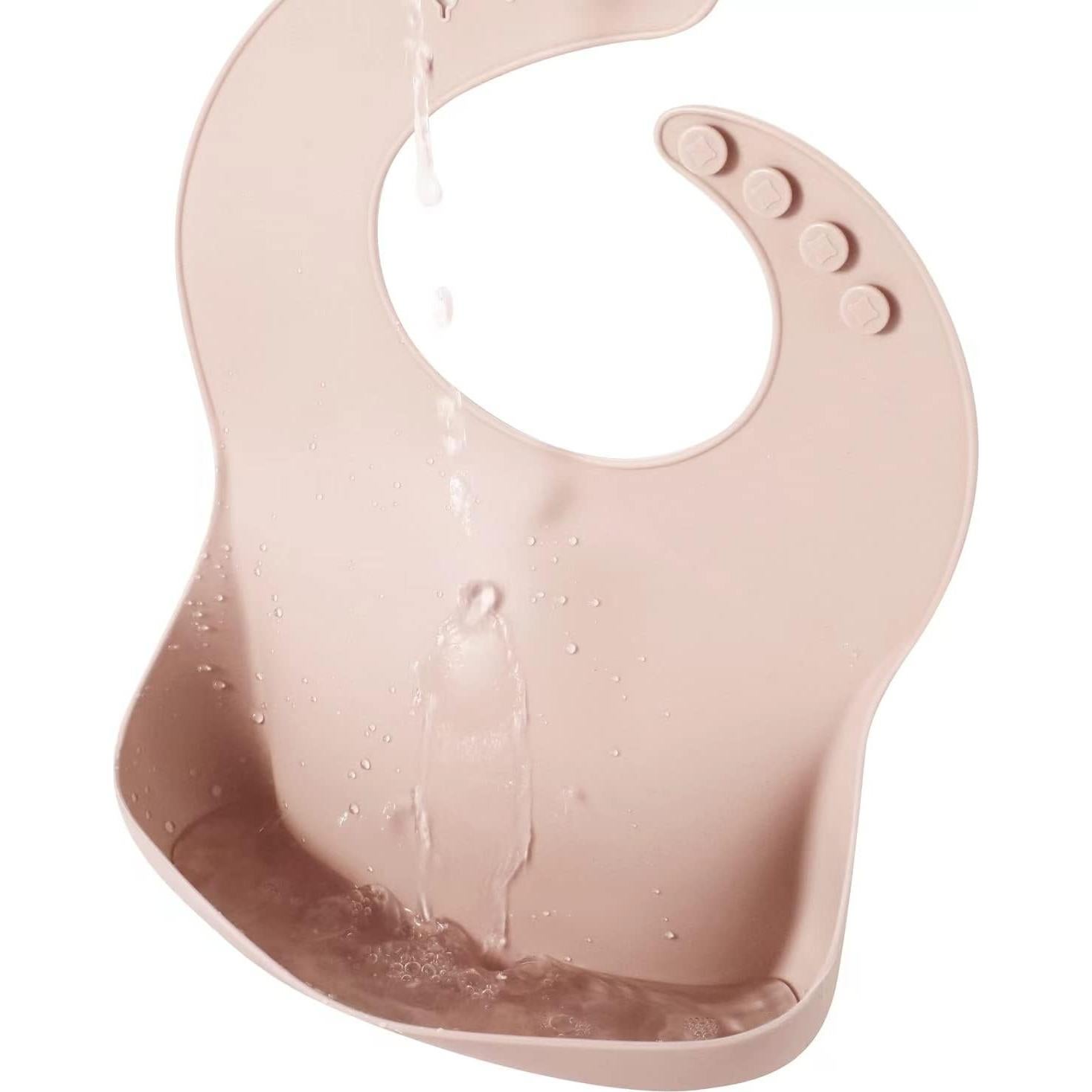 Baberos de Silicona PandaEar para Bebés - 2 Pack Rosa Tostado