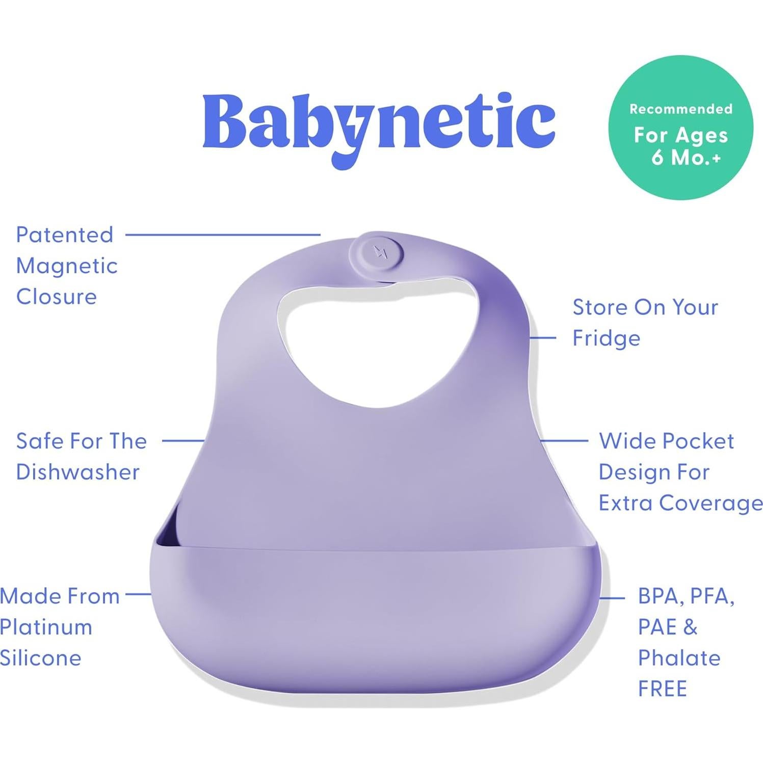 Babero de Silicona Magnético A Prueba de Lavavajillas 142g