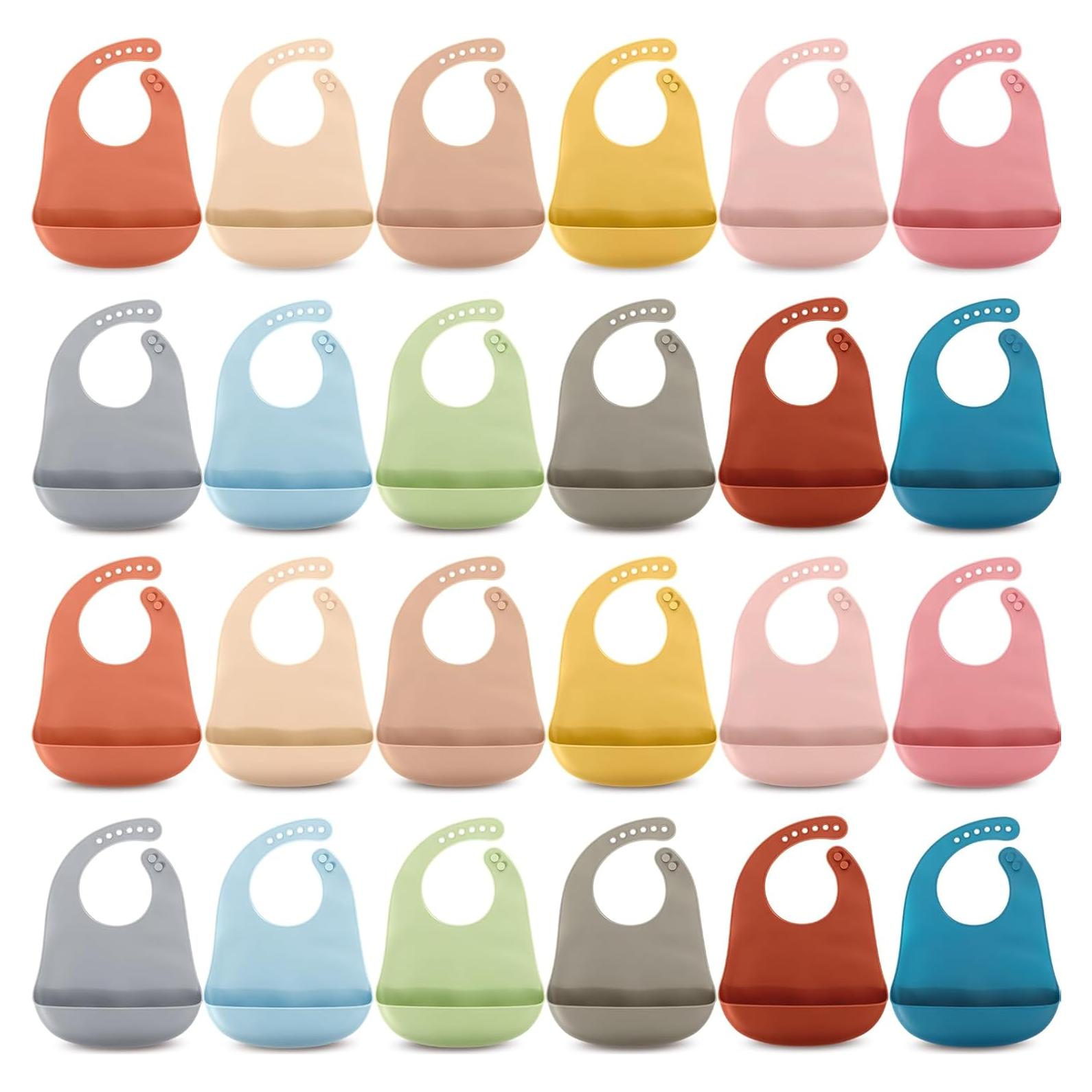 Baberos de Silicona Tioncy 24 Pcs Ajustables Impermeables