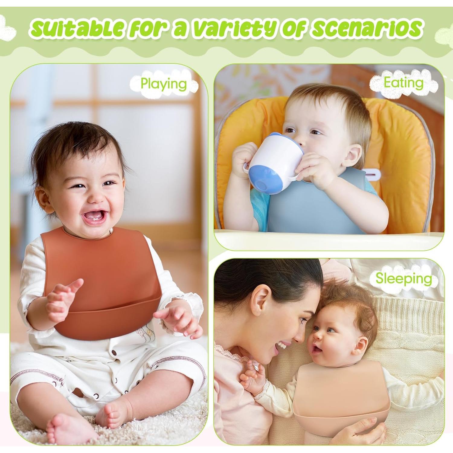 Baberos de Silicona Tioncy 24 Pcs Ajustables Impermeables