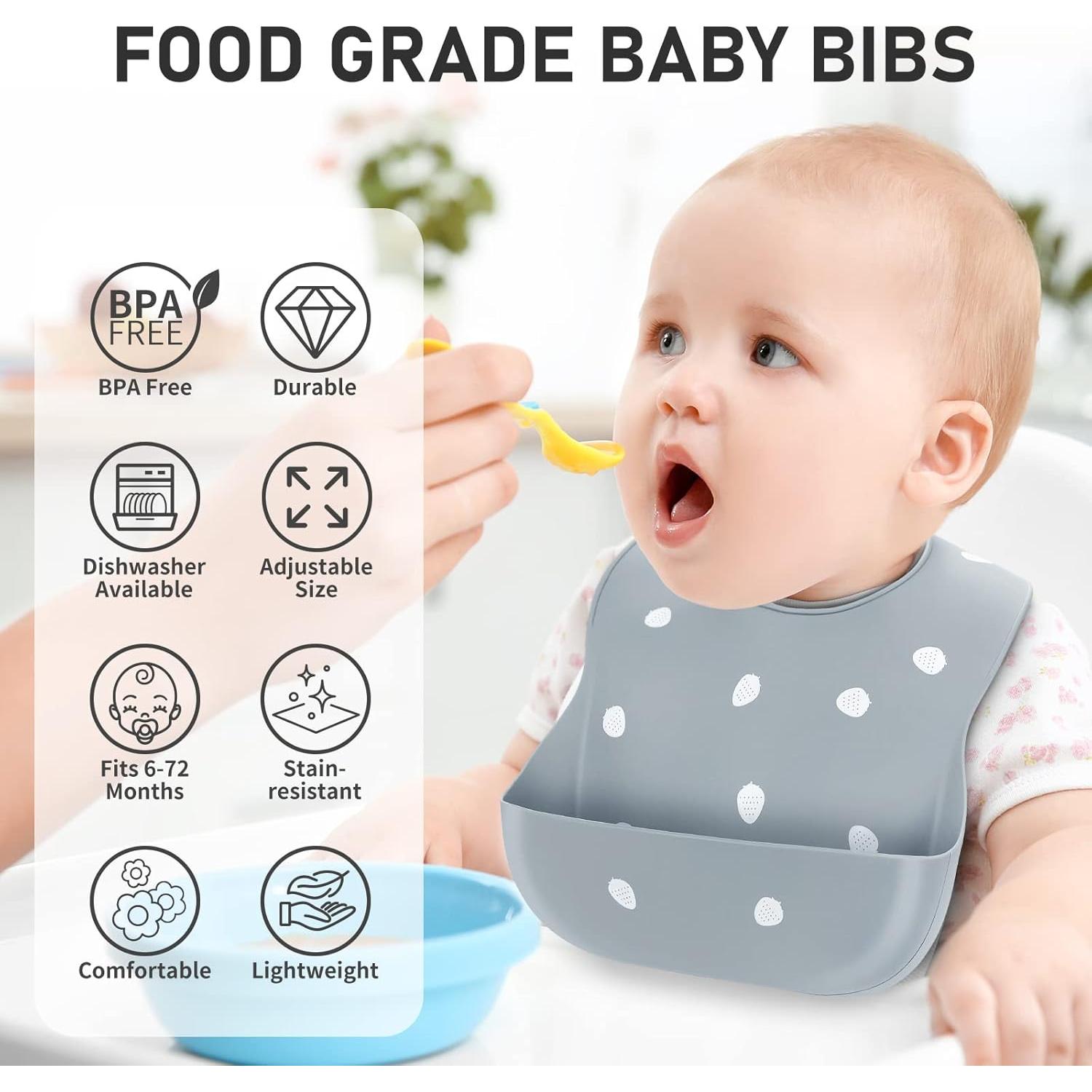 Baberos de Silicona ME.FAN Ajustables Set de 2 para Bebés