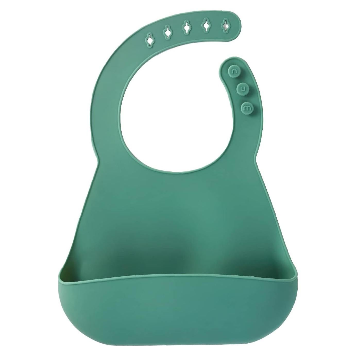 Babero de Silicona NumNum Verde Glaciar para Bebés 6-72 meses