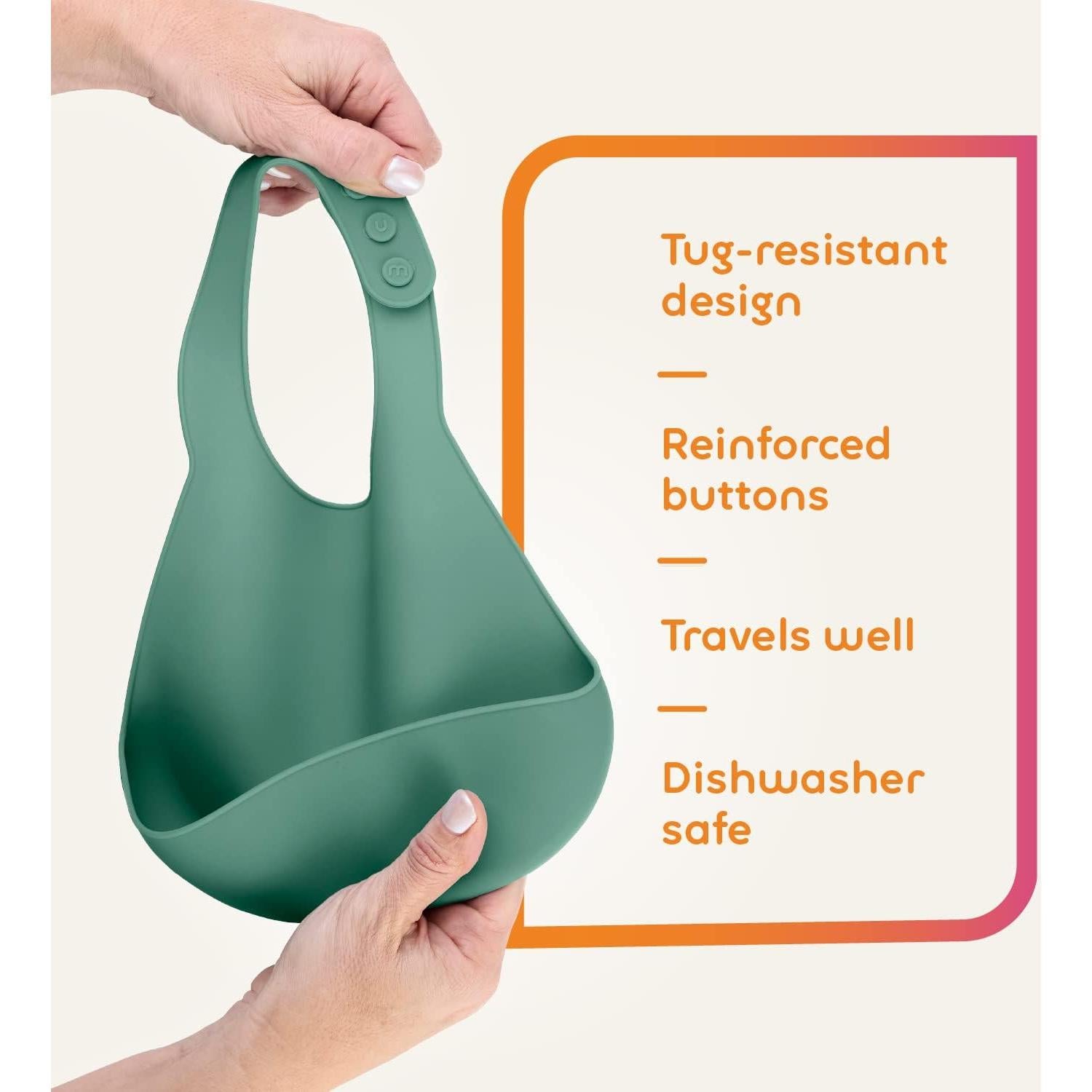 Babero de Silicona NumNum Verde Glaciar para Bebés 6-72 meses