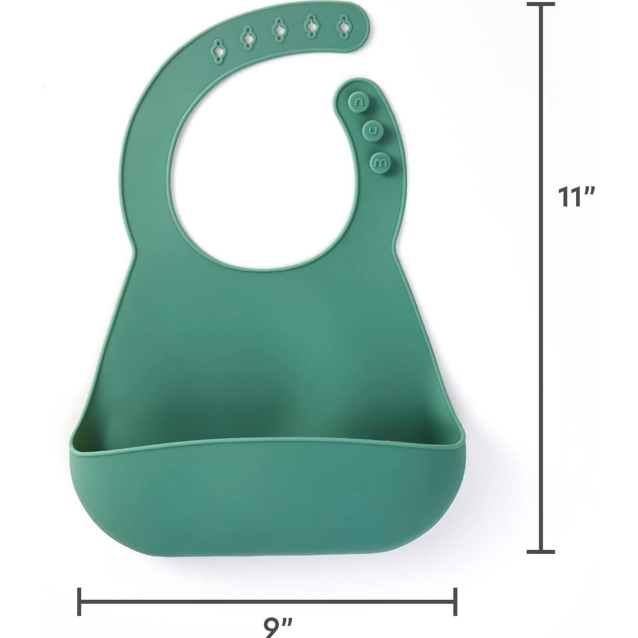 Babero de Silicona NumNum Verde Glaciar para Bebés 6-72 meses