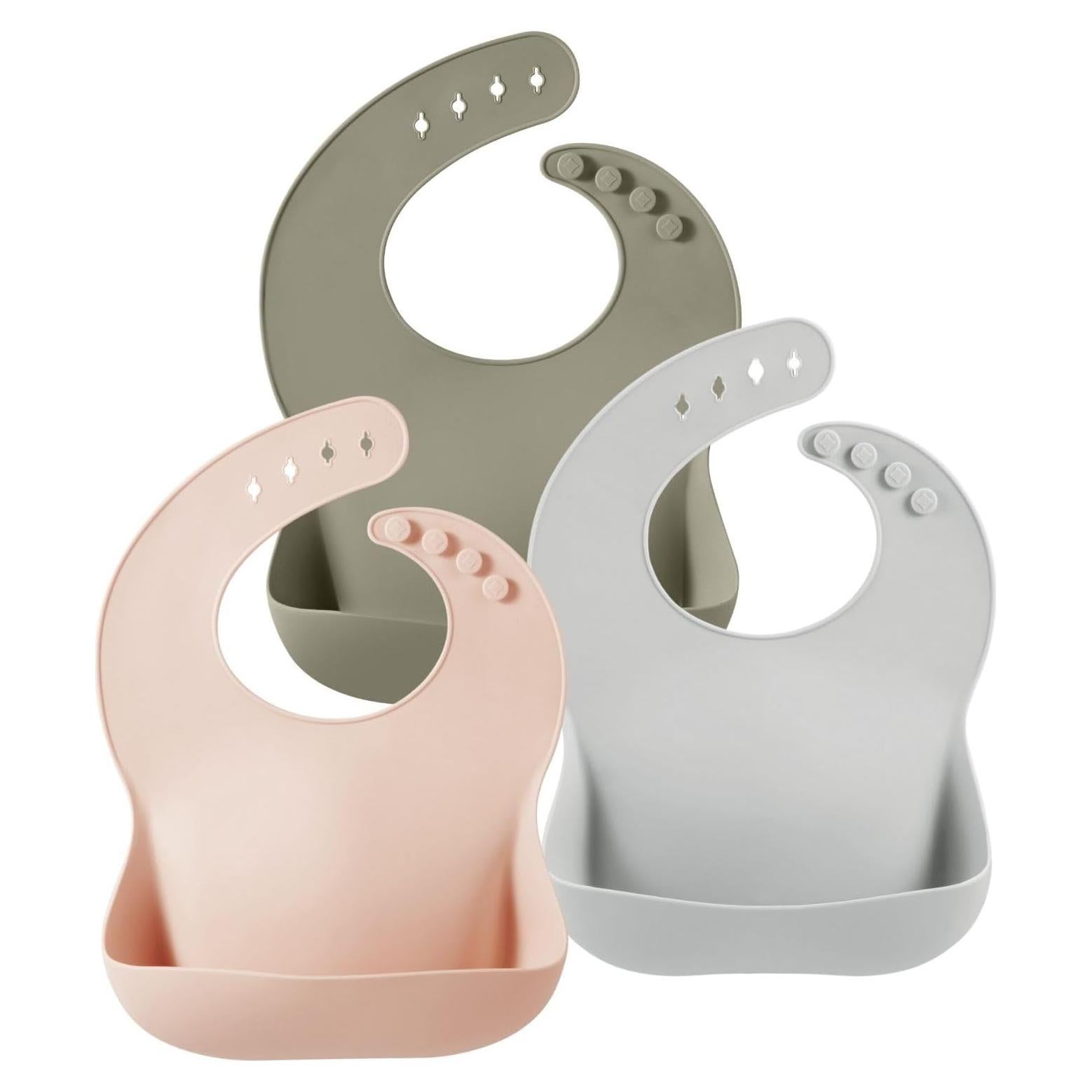 Baberos de Silicona PandaEar 3 Unidades Ajustables para Bebés