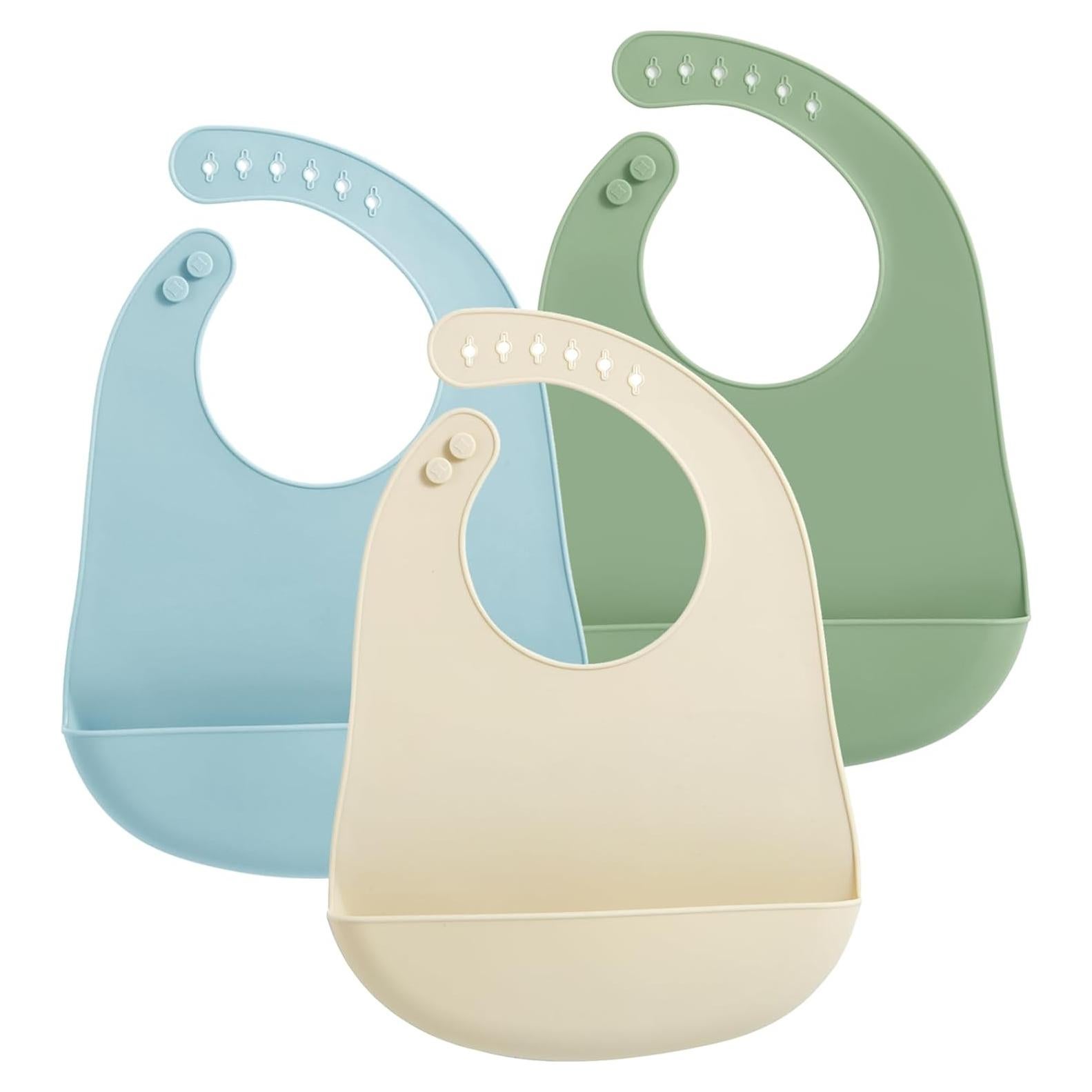 Baberos de Silicona PandaEar 3 Piezas Ajustables Impermeables